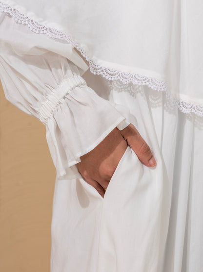 White Abaya  khimar in viscose Modal fabric - Specially design for Hajj Umrah