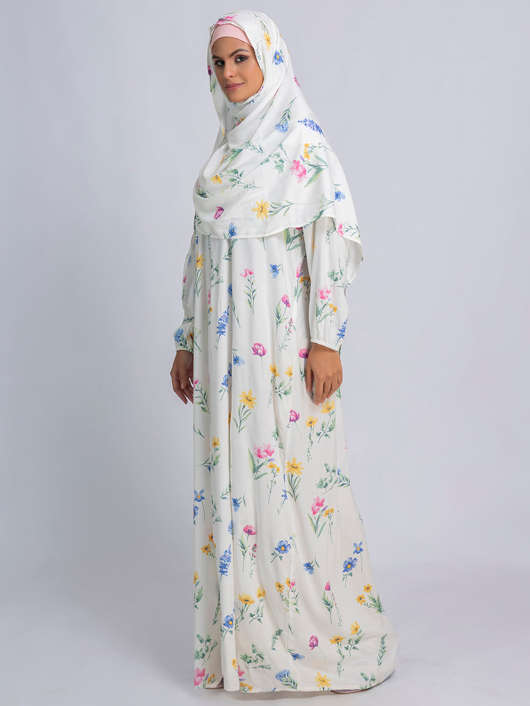 Floral Bliss Modest Prayer gown cum abaya