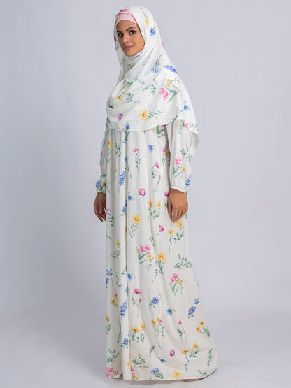 Floral Bliss Modest Prayer gown cum abaya