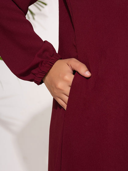 Deep Burgundy Modest Button-Down Set