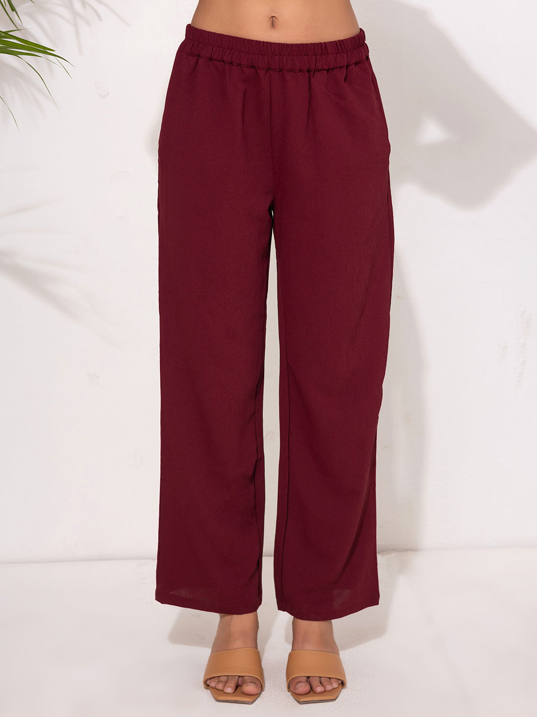 Deep Burgundy Modest Button-Down Set