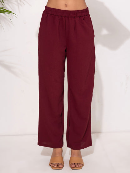 Deep Burgundy Modest Button-Down Set