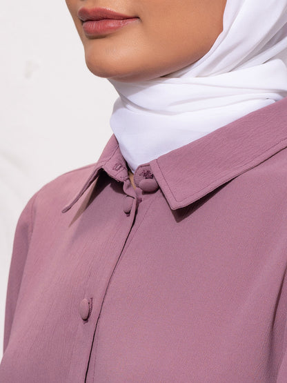Blush Mauve Button-Down Modest Set