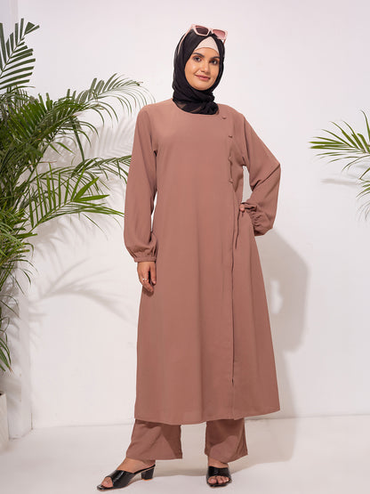 Modest Long Sleeve cord Set – Cocoa Brown