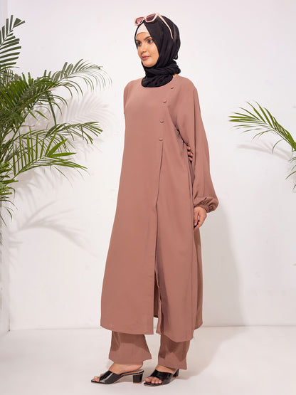 Modest Long Sleeve cord Set – Cocoa Brown