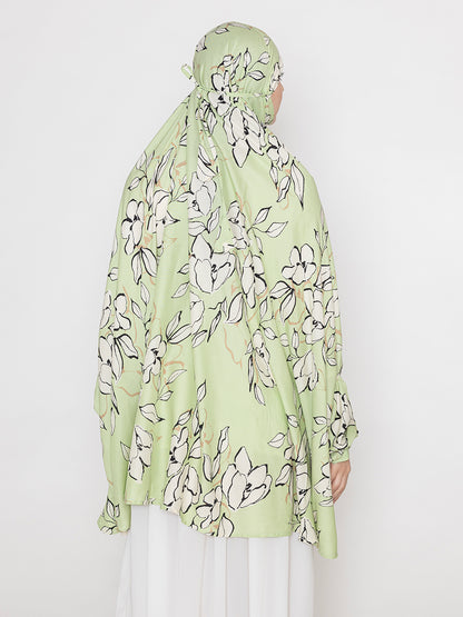 Floral Printed Premium Viscose Namaz Makhna with Elasticated Sleeves