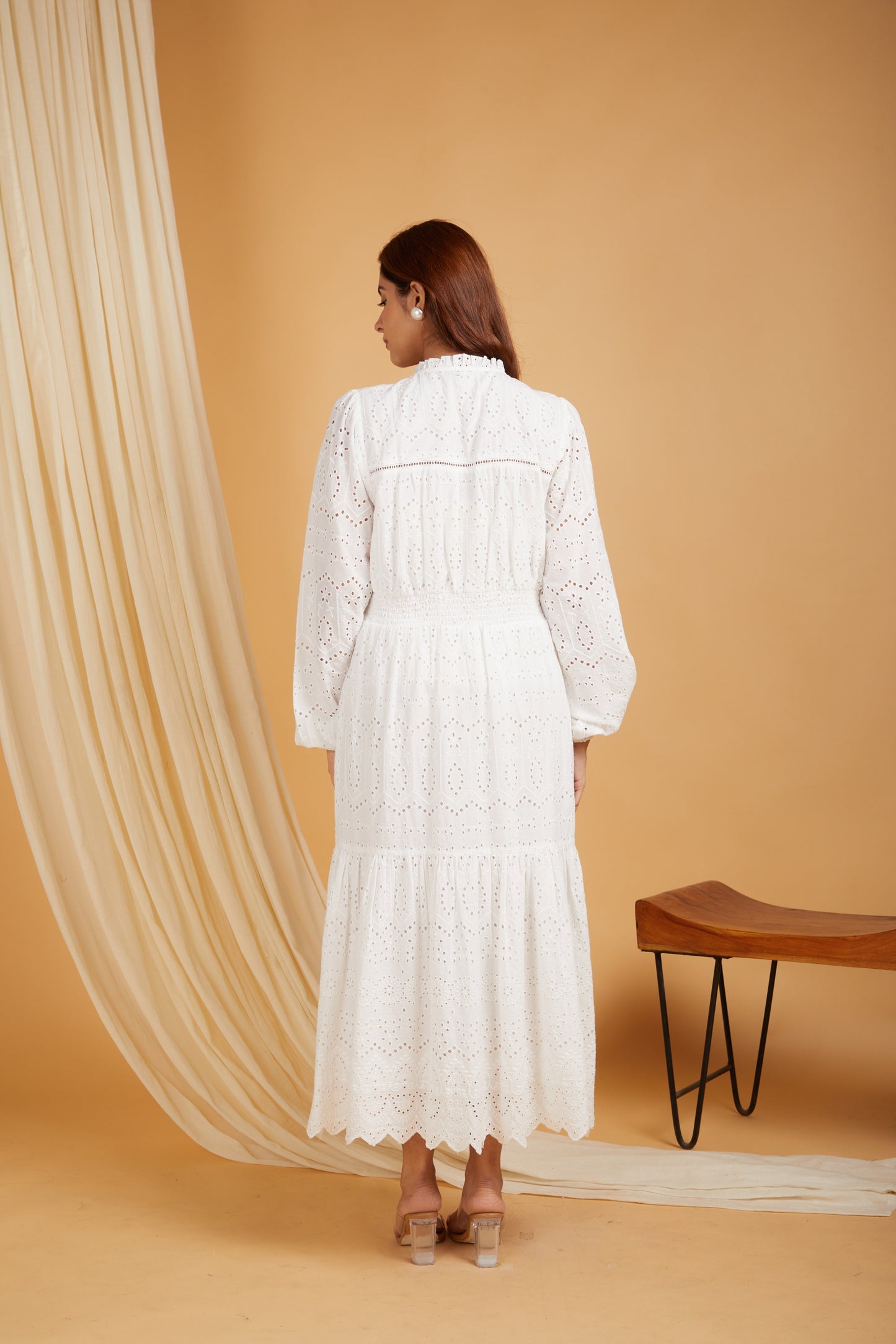 Premium Cotton Broadries Cotton Maxi Dress with lining