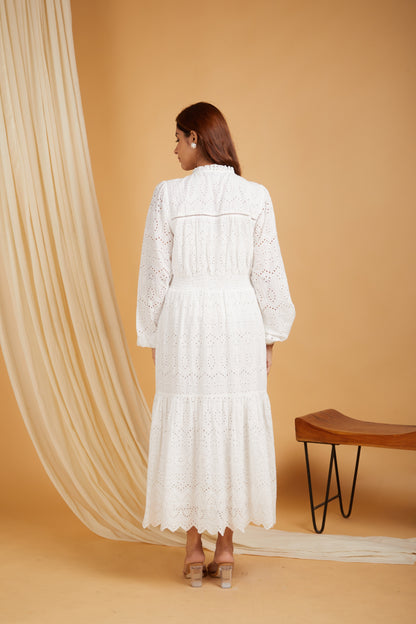 Premium Cotton Broadries Cotton Maxi Dress with lining