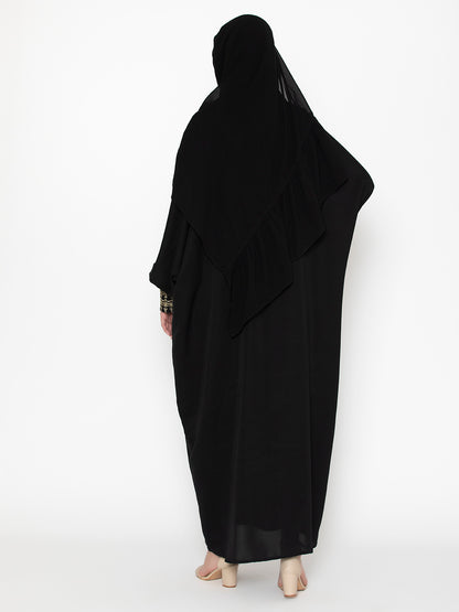 Embroidered Cuff Abaya With Scarf