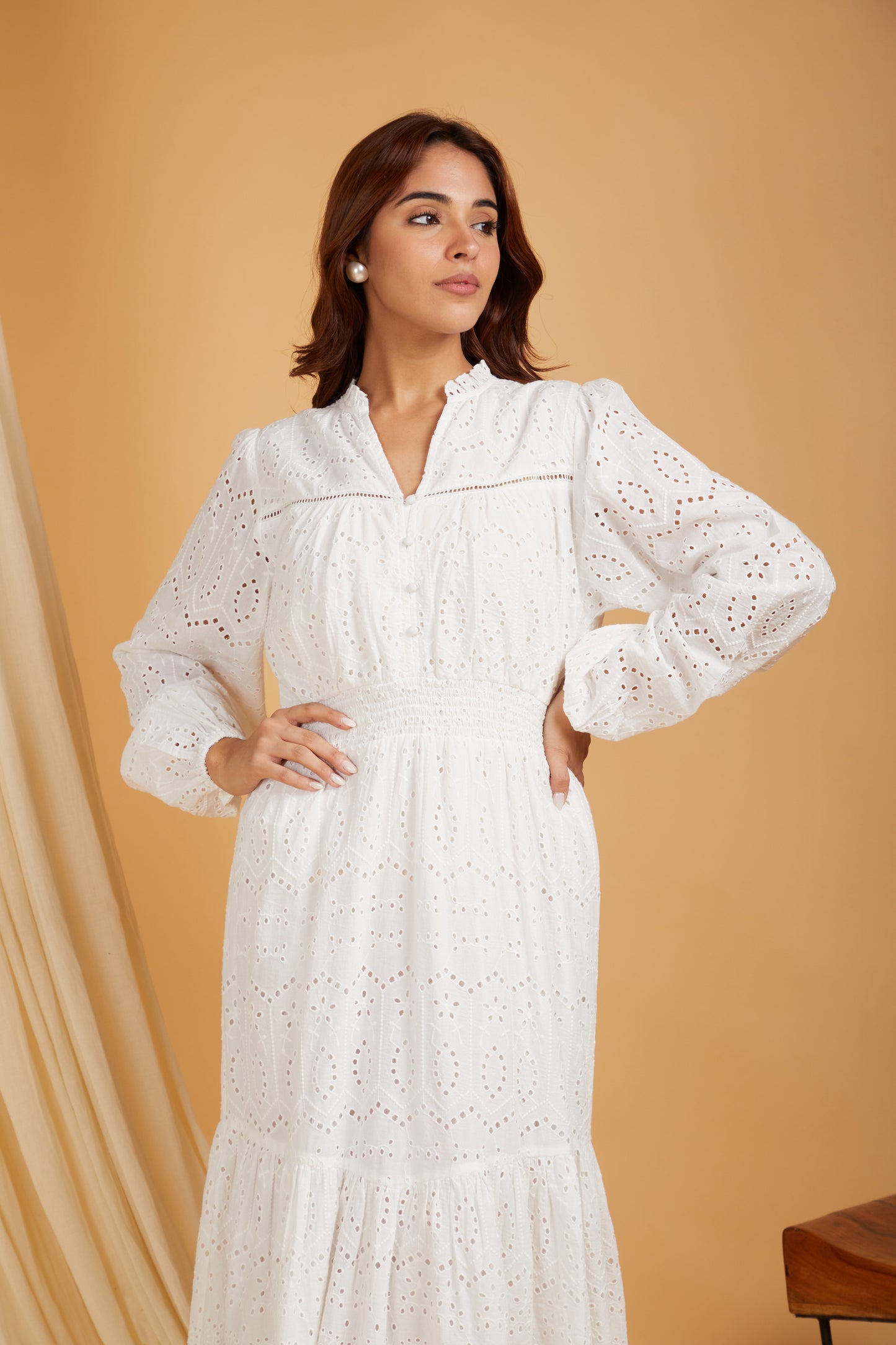 Premium Cotton Broadries Cotton Maxi Dress with lining