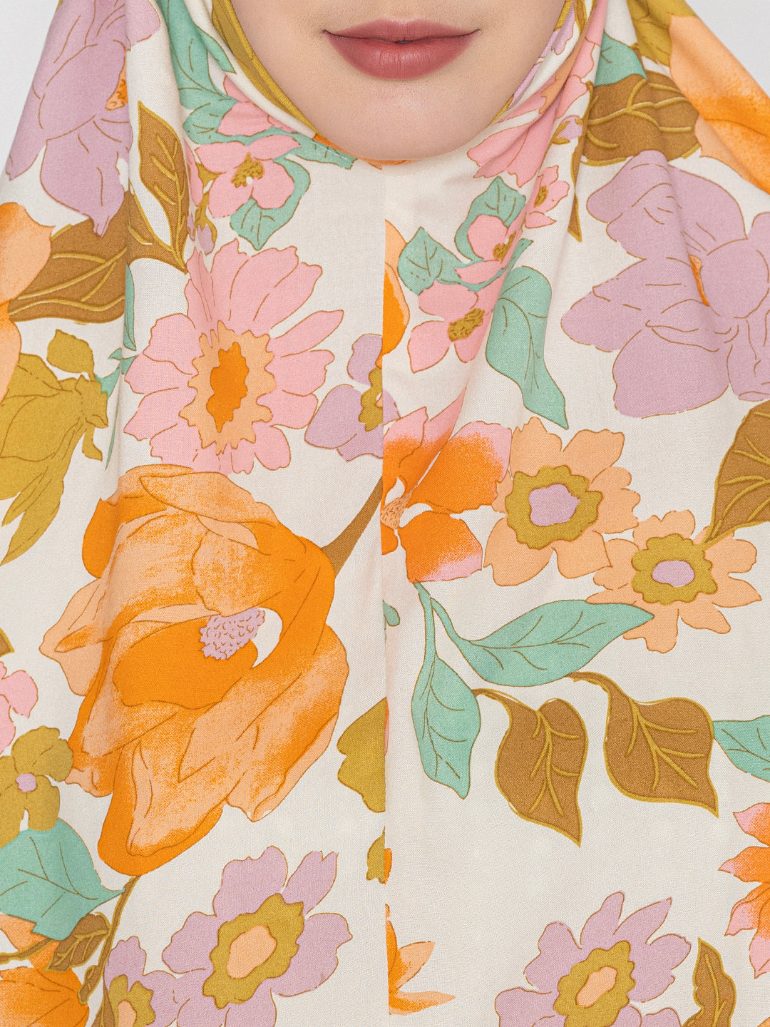 Floral Printed Namaz Makhna with Elasticated Sleeves