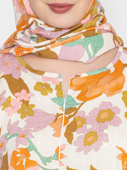 SANASH Collections Floral Printed Round Neck Burqa