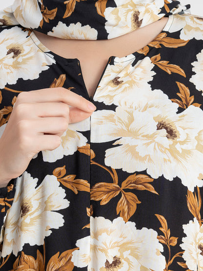 SANASH Collections Floral Printed With Scarf