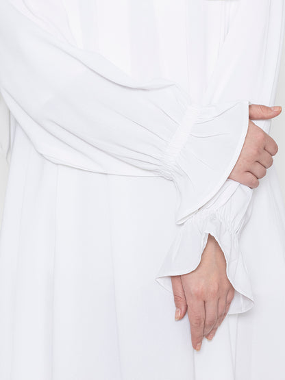 Front Pleated Round Neck Abaya