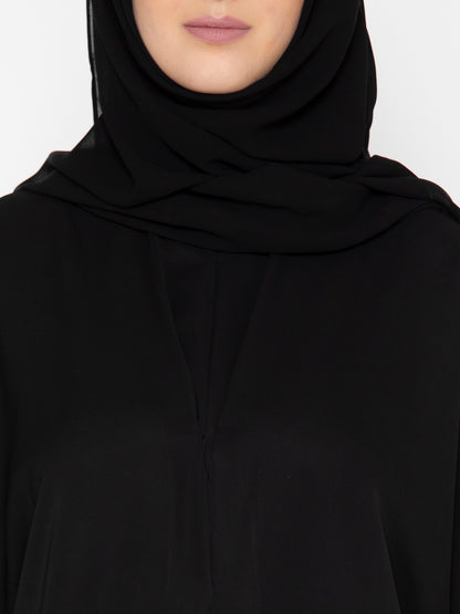 Embroidered Cuff Abaya With Scarf
