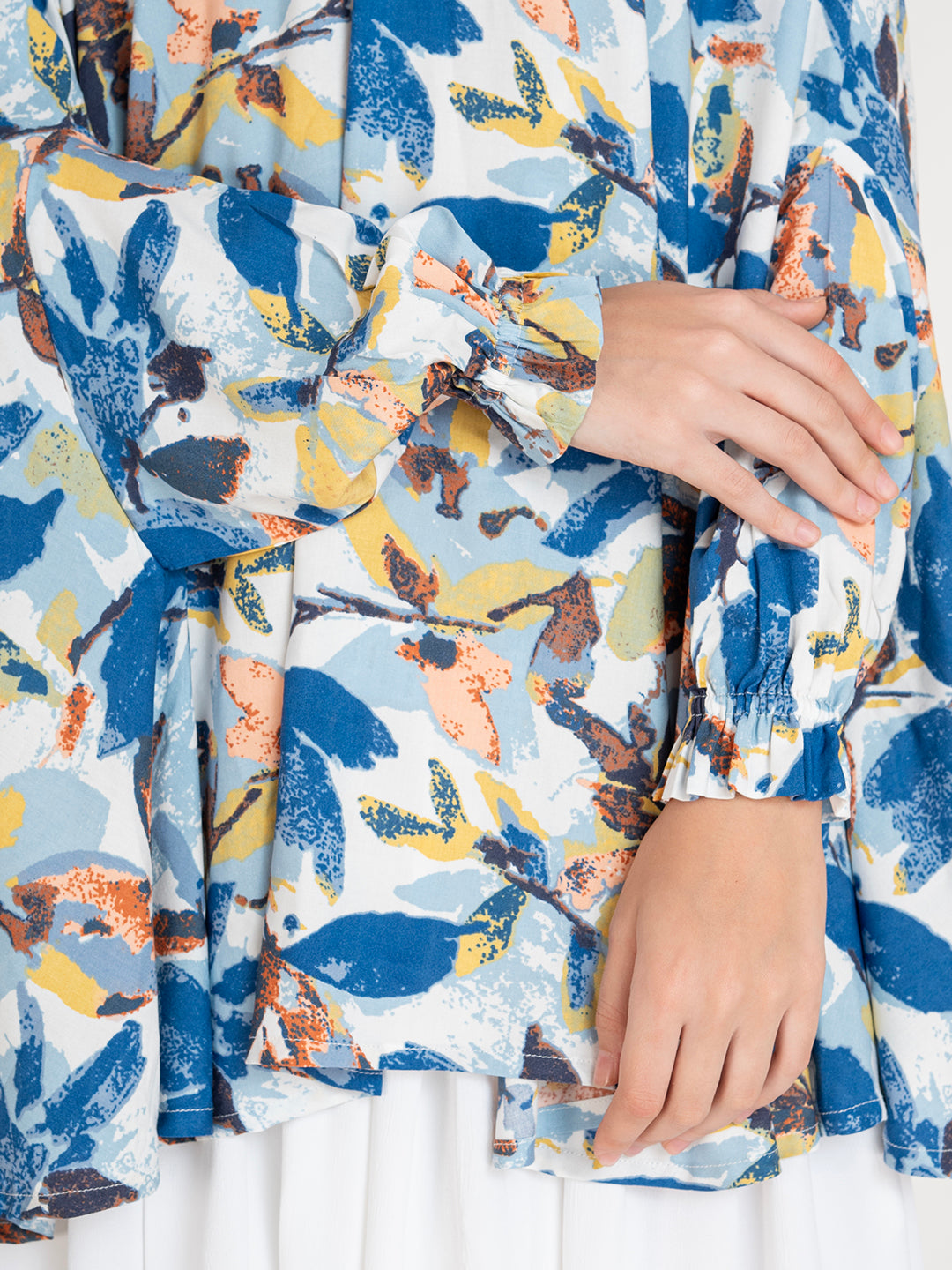 Floral Printed Long Sleeves Premium Viscose Namaz Makhna with Elasticated sleeves