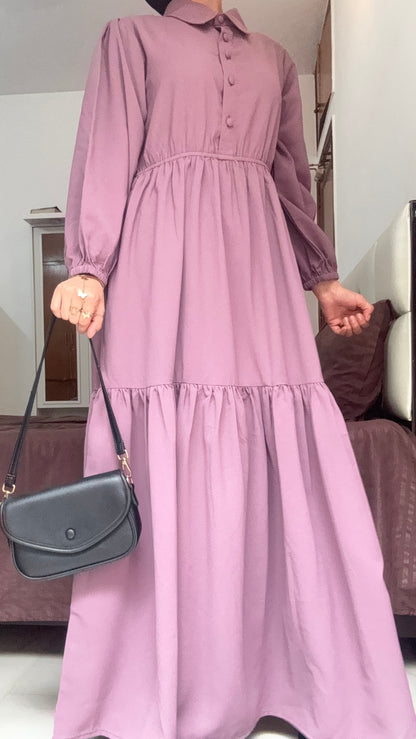Classic Puff Sleeve Tiered Maxi Dress – Mauve