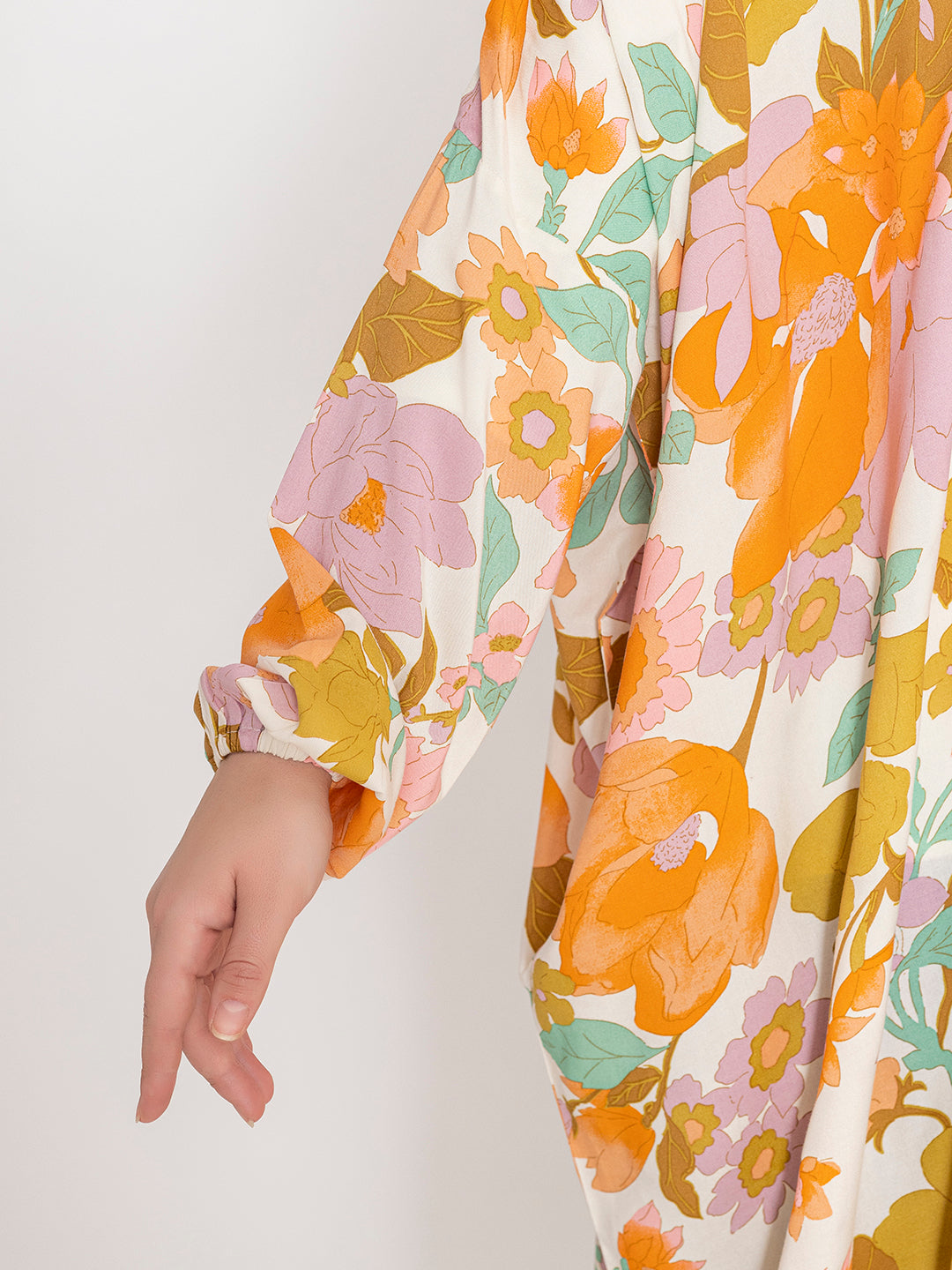 SANASH Collections Floral Printed Round Neck Burqa