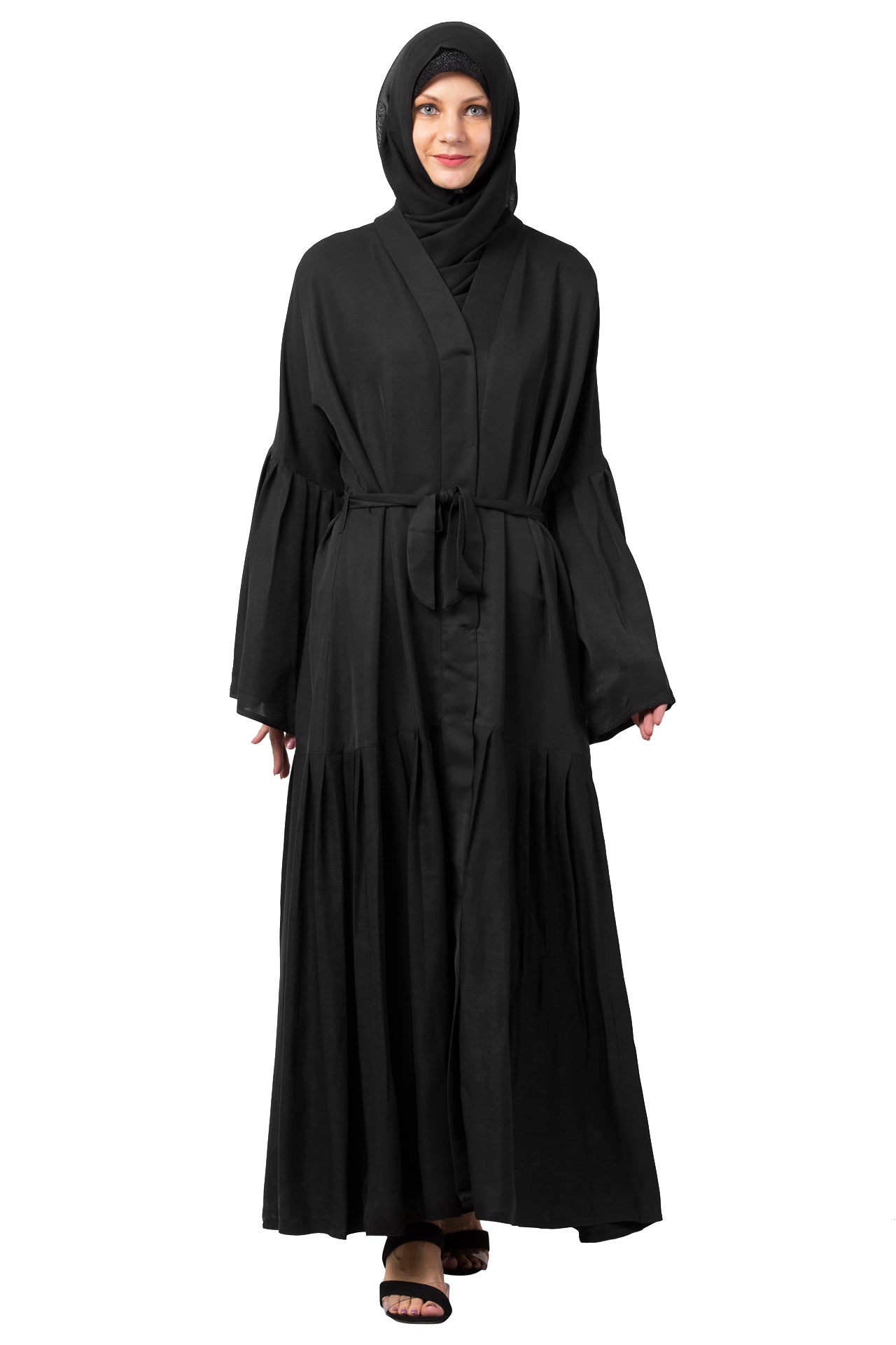 Pleated Abaya With Scarf