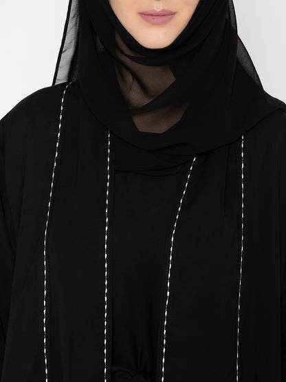 Embroidered stitched Abaya With Inside slip and  Scarf
