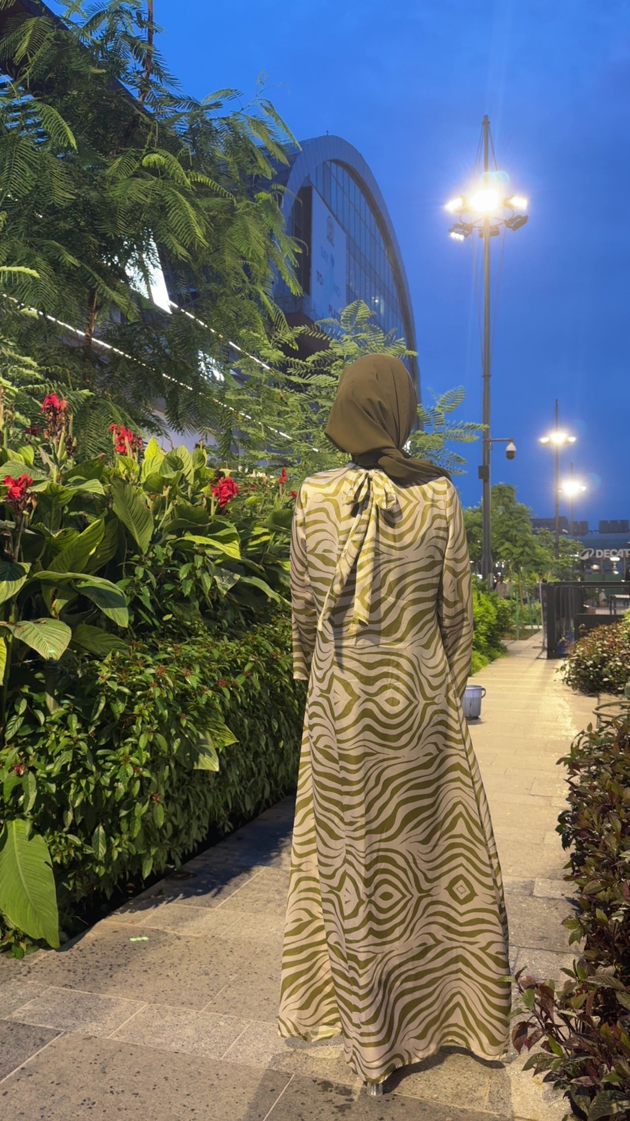 Olive Wave Modest Maxi Dress