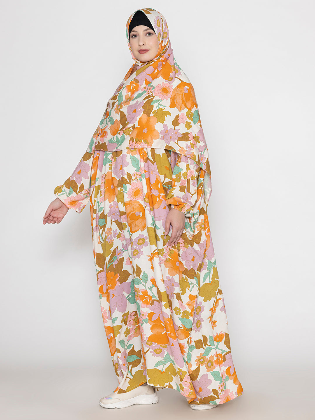 SANASH Collections Floral Printed Round Neck Burqa