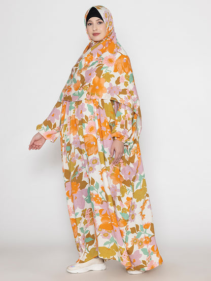 SANASH Collections Floral Printed Round Neck Burqa