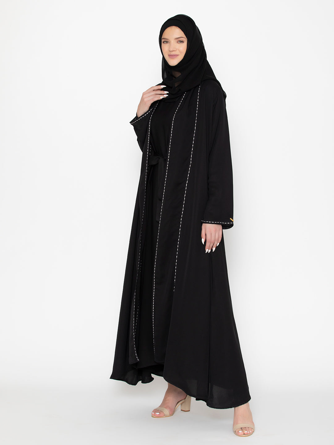 Embroidered stitched Abaya With Inside slip and  Scarf