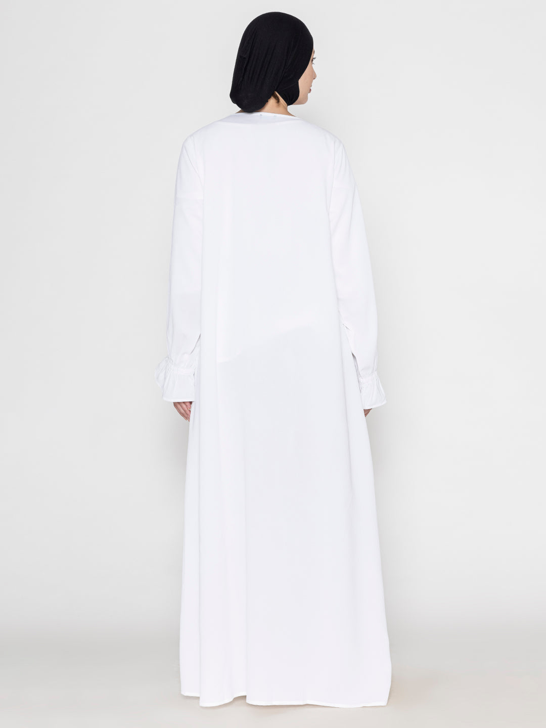 Front Pleated Round Neck Abaya