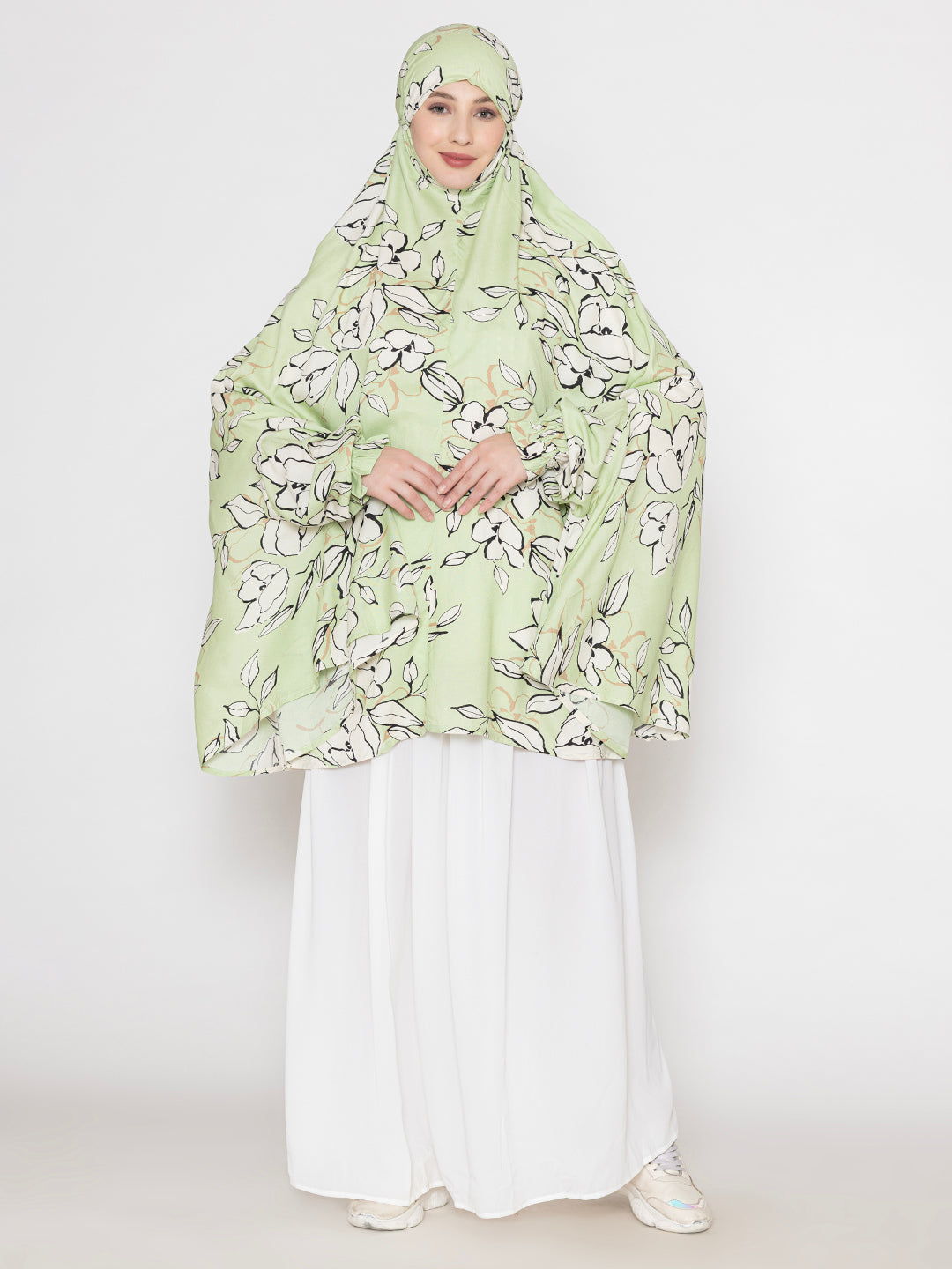 Floral Printed Premium Viscose Namaz Makhna with Elasticated Sleeves