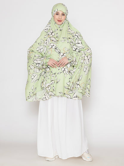 Floral Printed Premium Viscose Namaz Makhna with Elasticated Sleeves