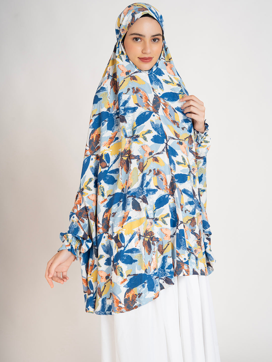 Floral Printed Long Sleeves Premium Viscose Namaz Makhna with Elasticated sleeves