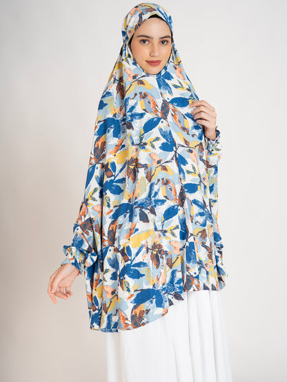 Floral Printed Long Sleeves Premium Viscose Namaz Makhna with Elasticated sleeves