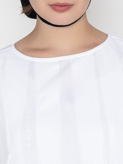 Front Pleated Round Neck Abaya