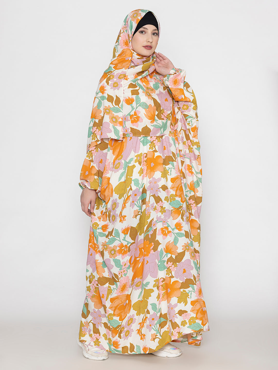 SANASH Collections Floral Printed Round Neck Burqa