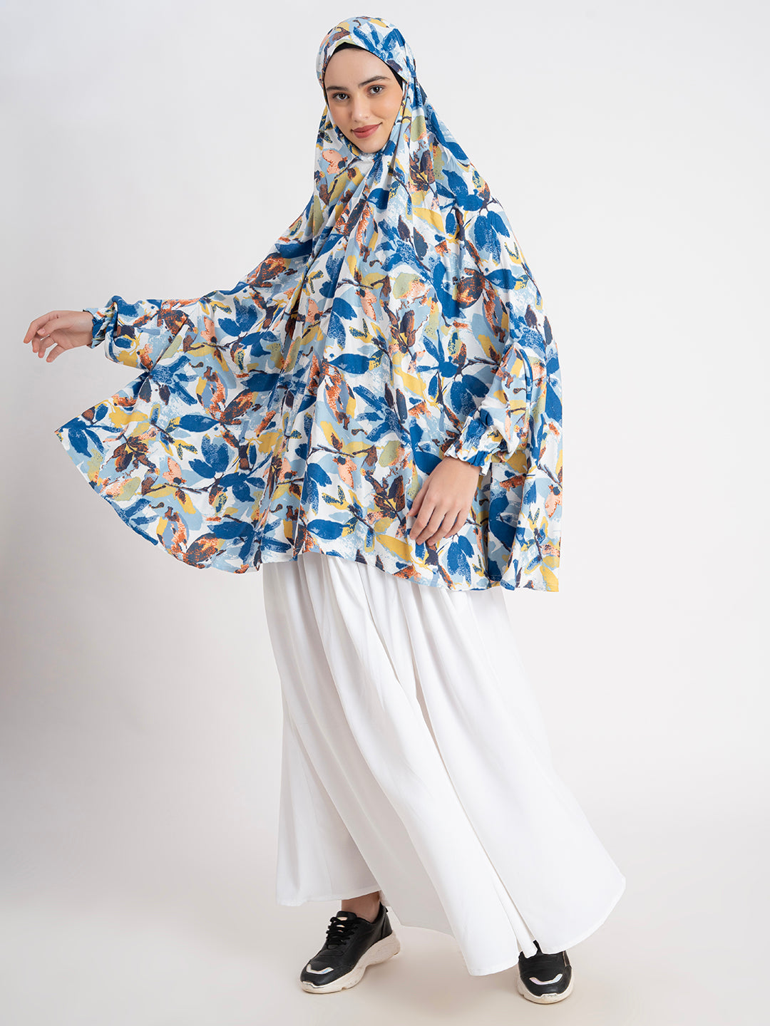 Floral Printed Long Sleeves Premium Viscose Namaz Makhna with Elasticated sleeves