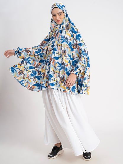 Floral Printed Long Sleeves Premium Viscose Namaz Makhna with Elasticated sleeves