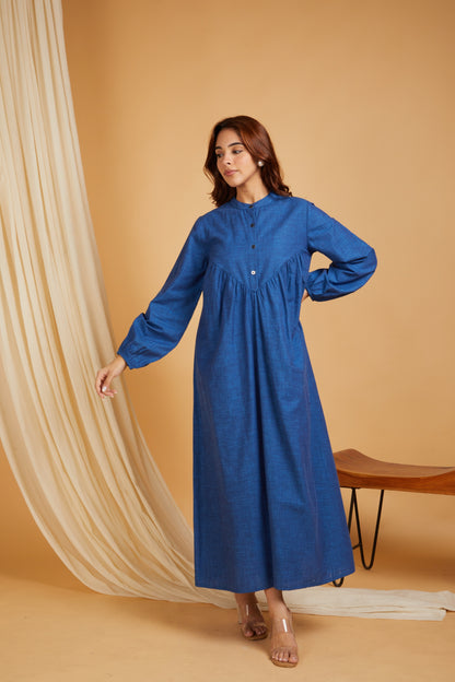 Cotton Linen Women A-Line Maxi Dress