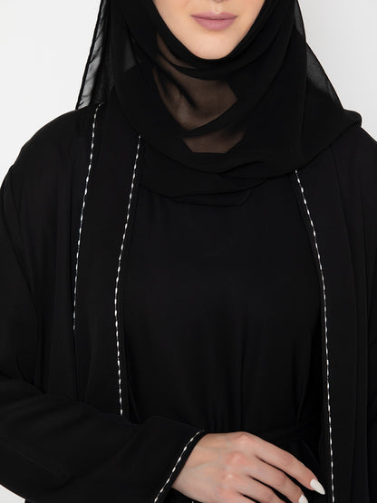 Embroidered stitched Abaya With Inside slip and  Scarf