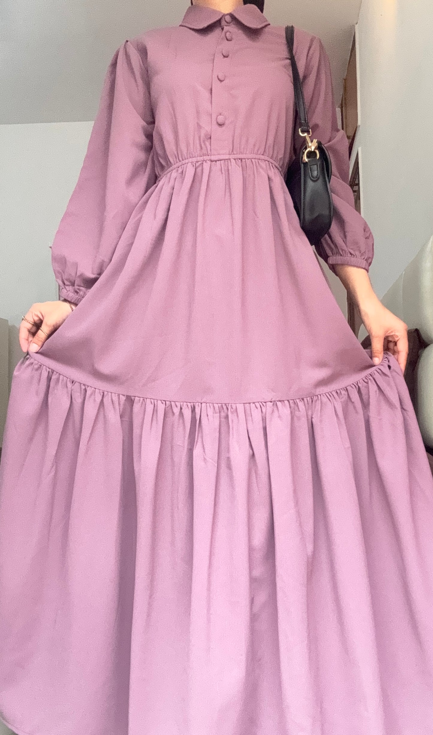 Classic Puff Sleeve Tiered Maxi Dress – Mauve