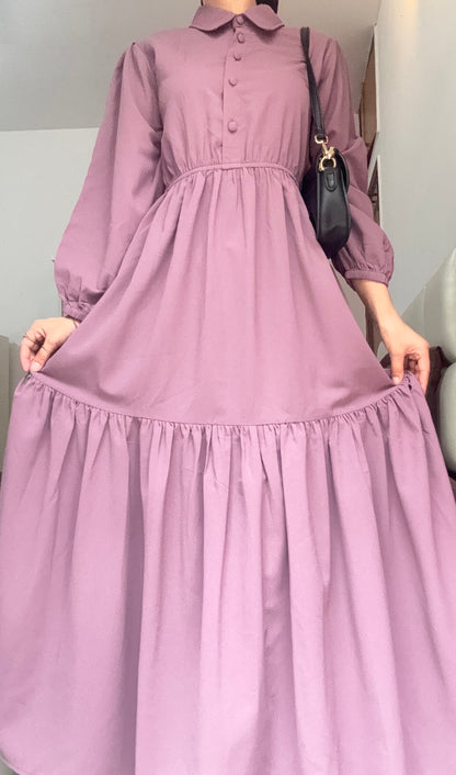 Classic Puff Sleeve Tiered Maxi Dress – Mauve