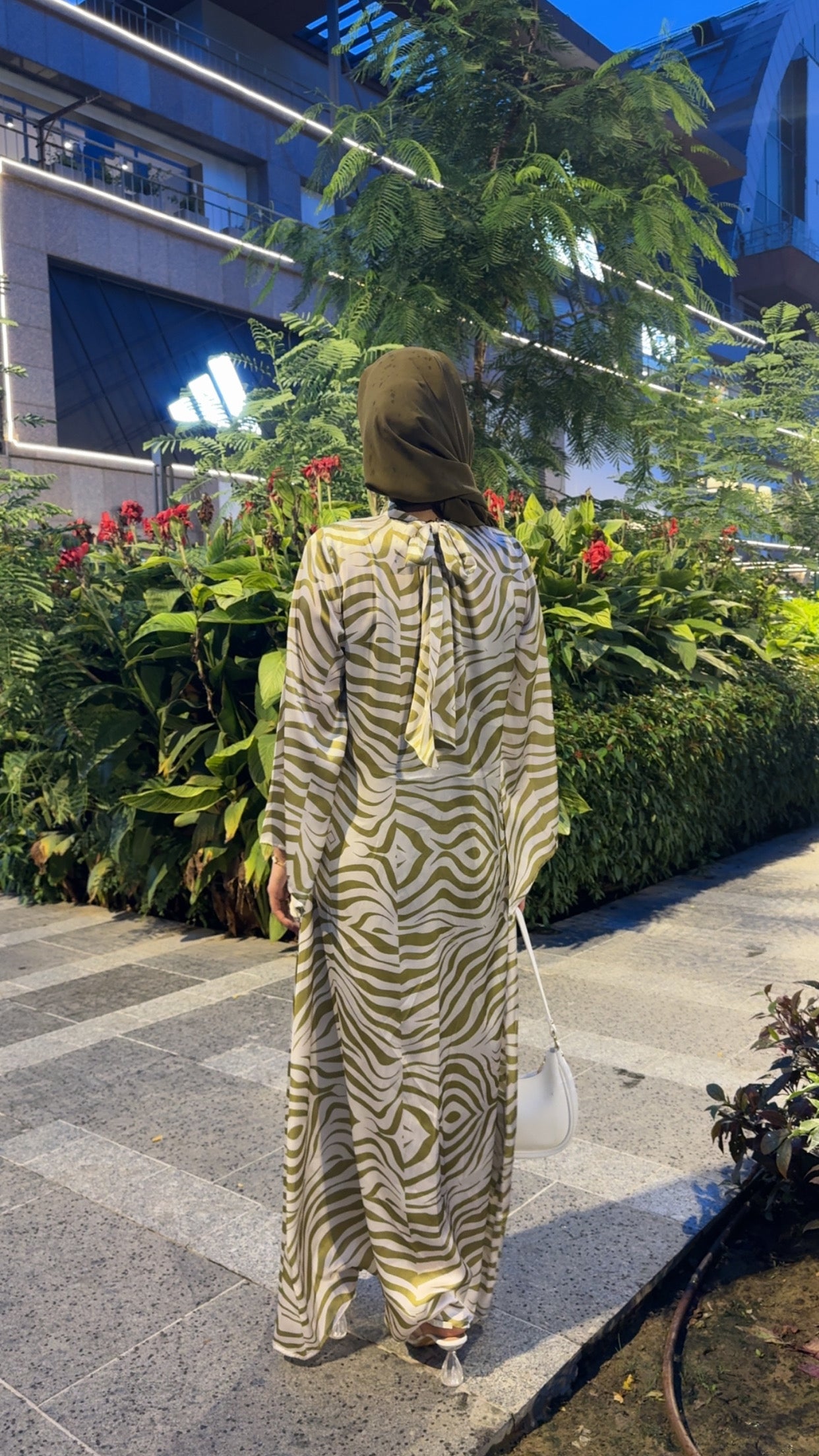 Olive Wave Modest Maxi Dress