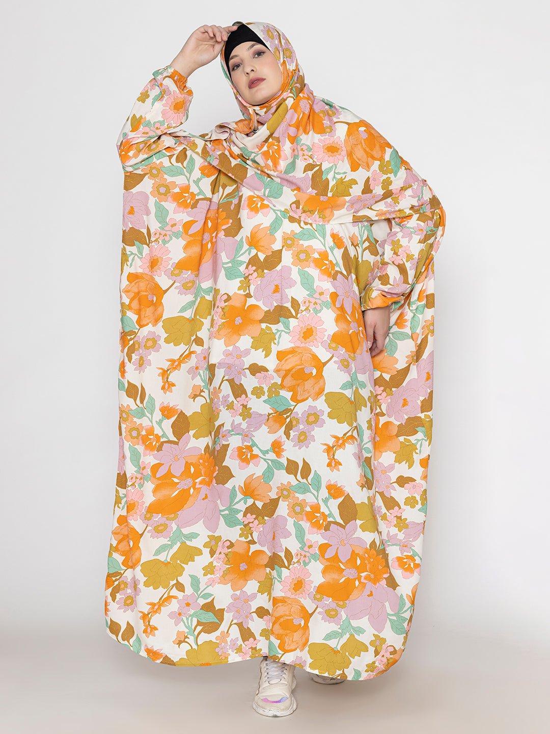 SANASH Collections Floral Printed Round Neck Burqa