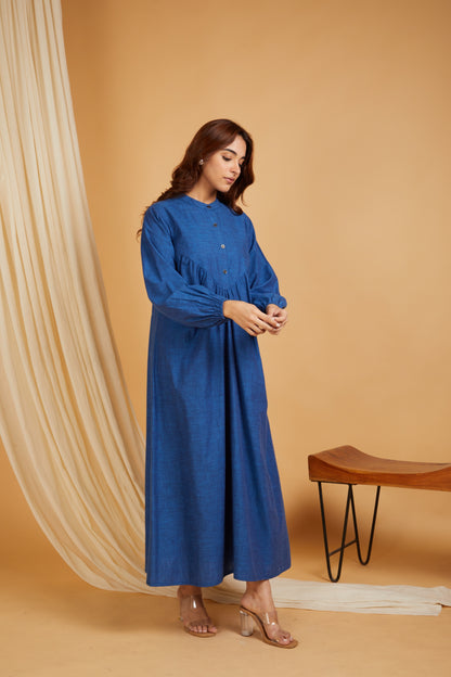 Cotton Linen Women A-Line Maxi Dress