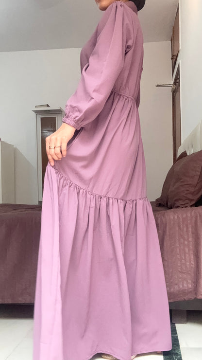 Classic Puff Sleeve Tiered Maxi Dress – Mauve