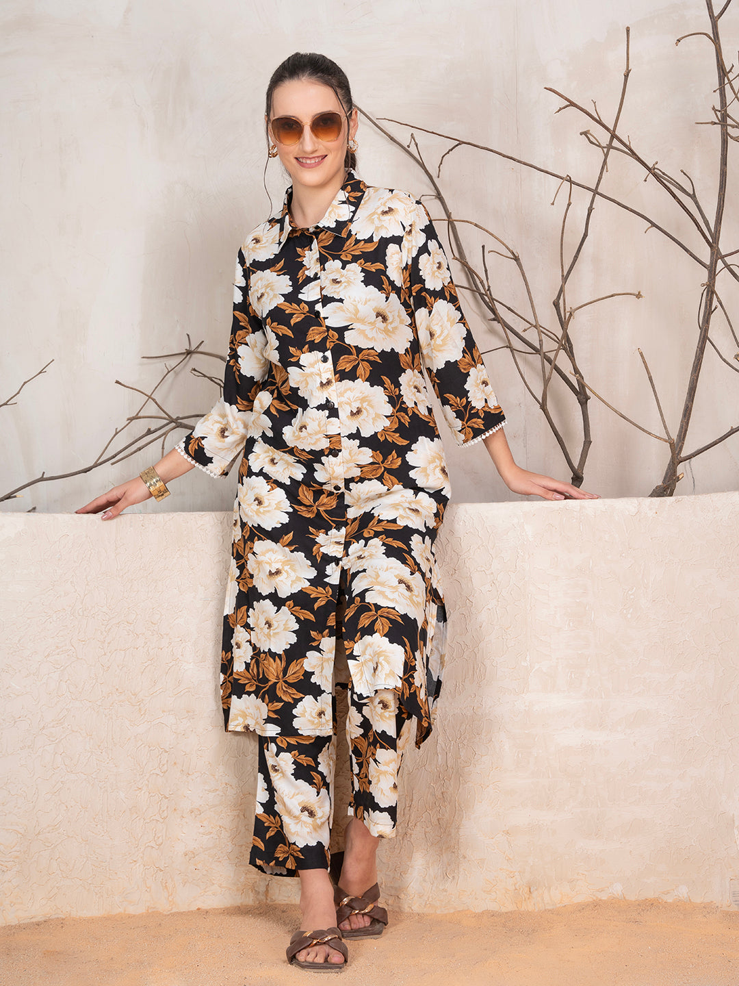 Foral Printed Tunic With Trousers Co-Ord Set