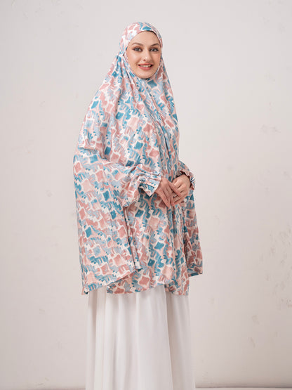 Pastel Abstract Namaz Dupatta– Soft & Flowy Prayer Wear