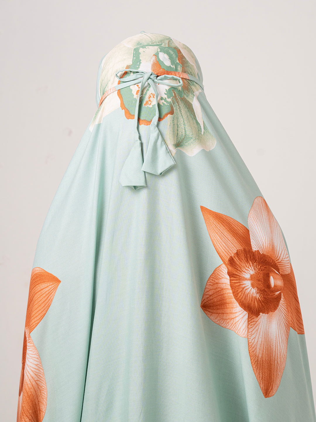 Mint Green Floral Namaz Dupatta – Graceful One-Piece Prayer Wear