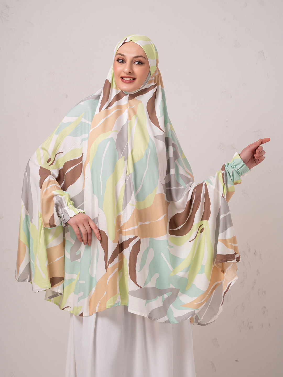 Abstract Print Namaz Dupatta – Soft Pastel Multi