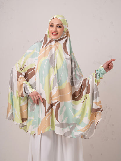 Abstract Print Namaz Dupatta – Soft Pastel Multi